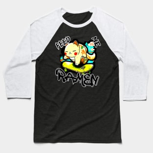 Feed Me Ramen Skateboard Cat Baseball T-Shirt